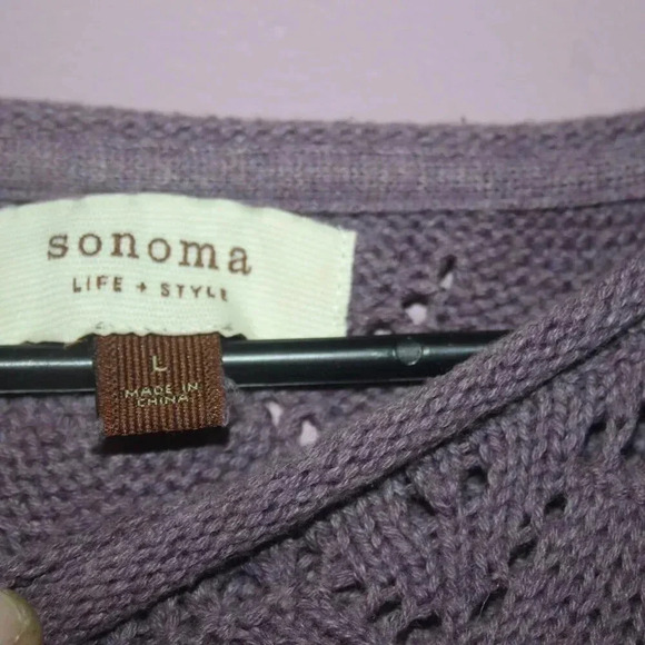 Sonoma Purple Roll Neck Sweater Size Large Crew Style 100% Cotton 3/4 Length - Picture 4 of 15